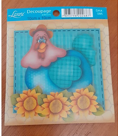 DECOUPAGEM ADESIVA 10X10 - DAX-095 -GALINHA I