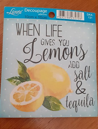 DECOUPAGEM ADESIVA 10X10 - DAX-131 -LEMONS