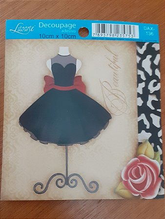 DECOUPAGEM ADESIVA 10X10 - DAX-136 -VESTIDO