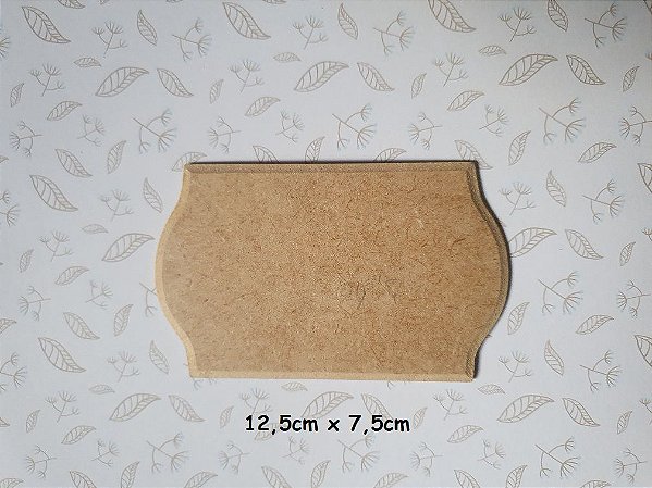 Aplique em MDF - Placa retangular 12,5 x 7,5 cm