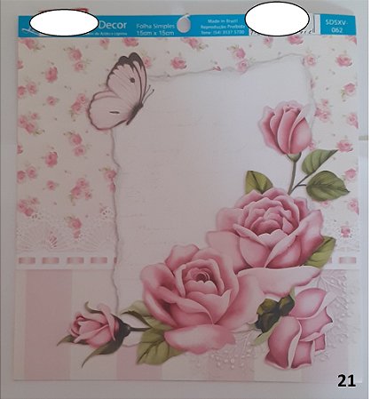 SDSXV- SCRAP DECOR 15X15-062 -ROSAS E BORBOLETA