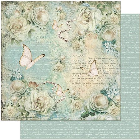 SD-0954 - SCRAP DUPLA FACE - ROSAS E BORBOLETA,VINTAGE