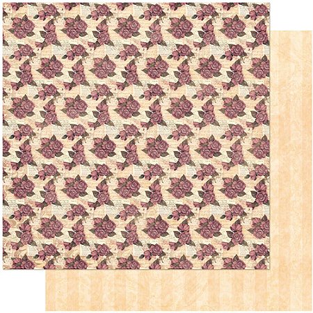 SD-0984 - SCRAP DUPLA FACE - PADRÃO ROSAS E CARTAS
