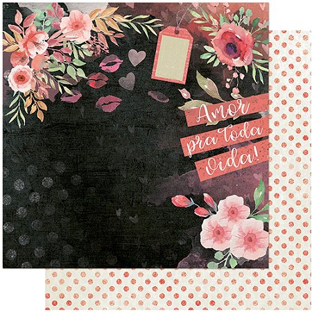 SD-1009 - SCRAP DUPLA FACE - AMOR LOVE STORY FLORES-VERSO POÁ
