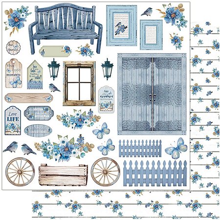 SD-1105 - SCRAP DUPLA FACE - RUSTICO AZUL, ROMANTICO