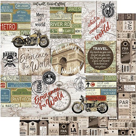 SD-1146 - SCRAP DUPLA FACE - MASCULINO - MOTO - VIAJEM