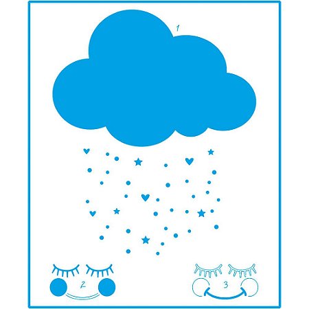 STM-616 - STENCIL - NUVEM CHUVA DE BÊNÇÃOS