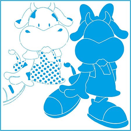 STQG-021 - STENCIL - VACA COM ROUPA POÁ