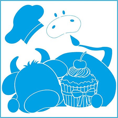 STQG-022 - STENCIL - VACA E CUPCAKE