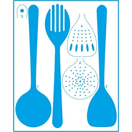 STR-075 - STENCIL - CONCHA, ESPÁTULA E COLHER
