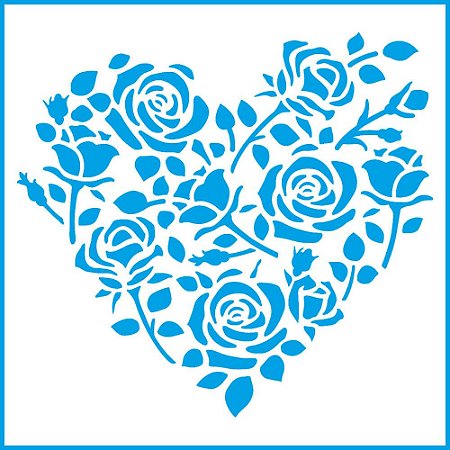 ST-X-373 - STENCIL - CORAÇÃO DE ROSAS