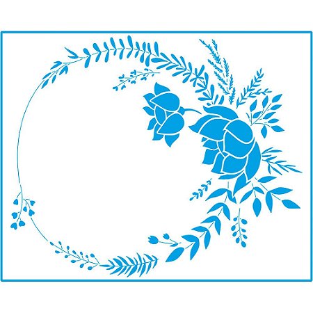 STR-122 - STENCIL - GUIRLANDA DE FLORES E RAMOS