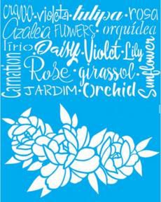 STR-118 - STENCIL RETANGULAR - FLORES E NOMES DE FLORES