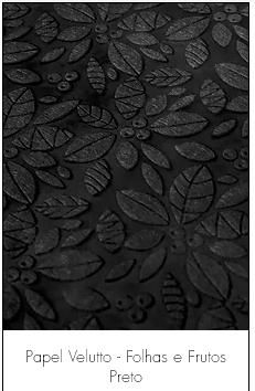 Papel Velutto - Folhas e Frutos  Preto