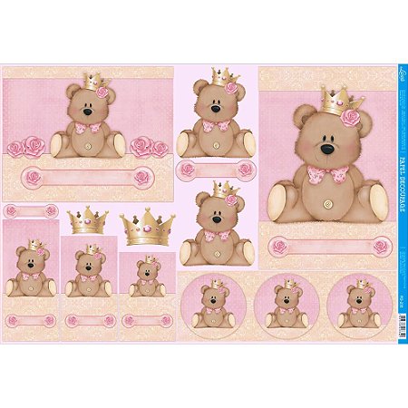PD-0235 - PAPEL PARA DECOUPAGE - BEBÊ FEMININO URSA ROSA