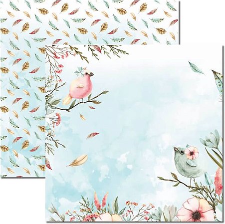 SC-473-Passarinhos 1 - Papel para Scrapbook Dupla Face
