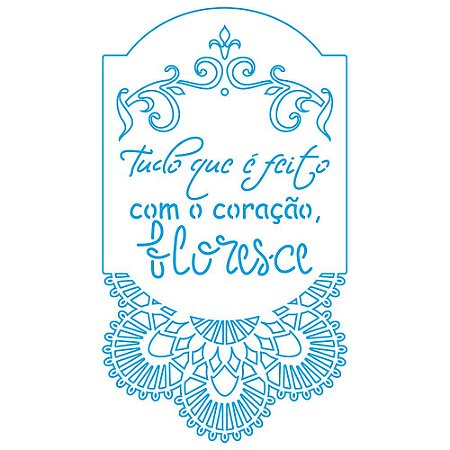 STR-176 - Stencil Retangular - Brasão com Arabesco II