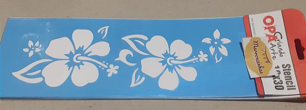 496 - Stencil Opa Flores Hibisco I