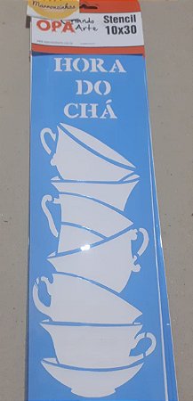 2235 - Stencil Opa Xicaras empilhadas