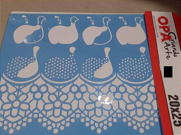 2602 - Stencil Opa 20x25 - Galinhas da Angola