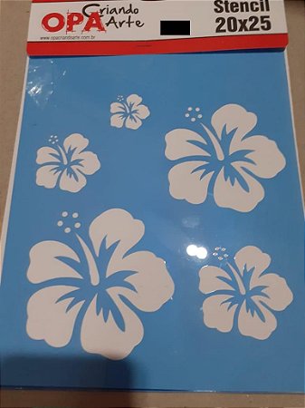 919 - Stencil Opa 20x25 - Flores de Hibisco I