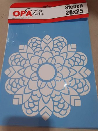 2462 - Stencil Opa 20x25- Mandala folhas
