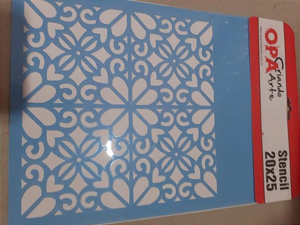 2057 - Stencil Opa 20x25 - Estampa floral coração