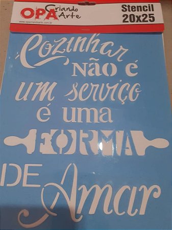 2184 - Stencil Opa 20x25 - Frase Cozinhar