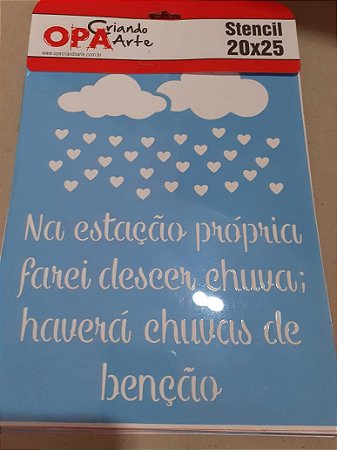 2468 - Stencil Opa 20x25- Chuva de bençãos