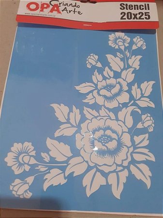 2582 - Stencil Opa 20x25 - Cantoneira Flores