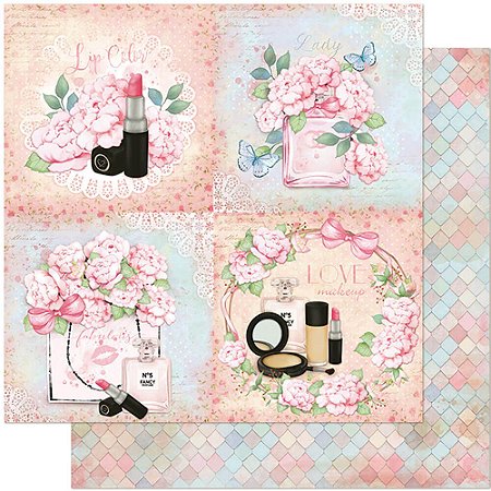 SD-0849 - PAPEL PARA SCRAPBOOK DUPLA FACE - QUADROS DE MAQUIAGEM