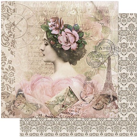 SD-0947 - PAPEL PARA SCRAPBOOK DUPLA FACE- MULHER COM FLORES NA CABEÇA