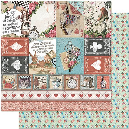 SD-1133 - SCRAP DUPLA FACE - ALICE, TAGS, ELEMENTOS