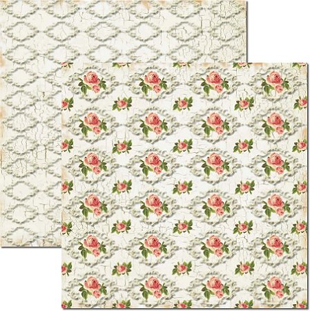 SC-174 Craquelê Branco - Papel para Scrapbook Dupla Face