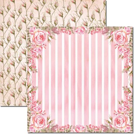 SC-470-Rose e Mint 4 - Papel para Scrapbook Dupla Face