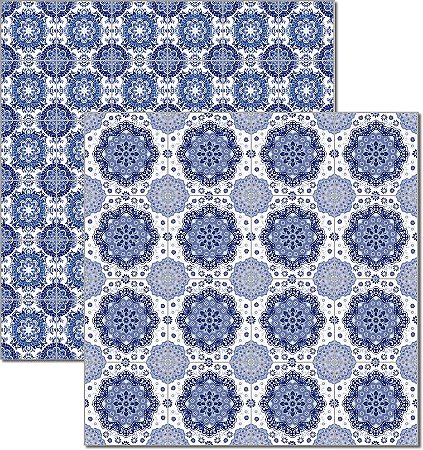 SC-480-Azulejo Português 8 - Papel para Scrapbook Dupla Face