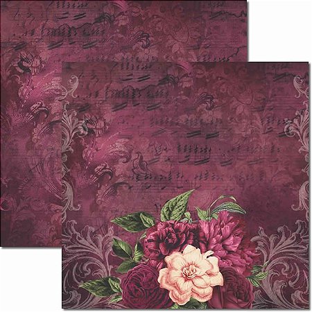 SC-592-Marsala 3 - Papel para Scrapbook Dupla Face