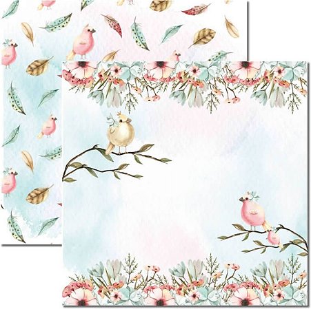 SC-478-Passarinhos 6 - Papel para Scrapbook Dupla Face