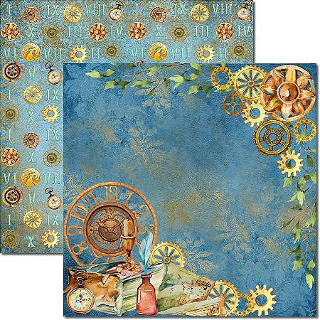 SC-620-Time Man 9 - Papel para Scrapbook Dupla Face