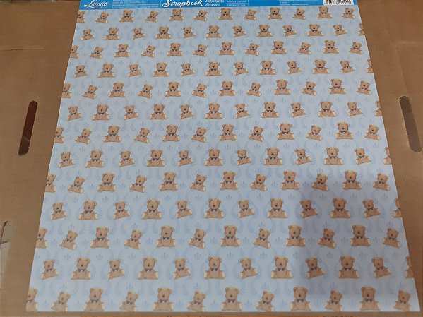 SBB-093- SCRAPBOOK BÁSICO - URSINHO FUNDO AZUL CLARO