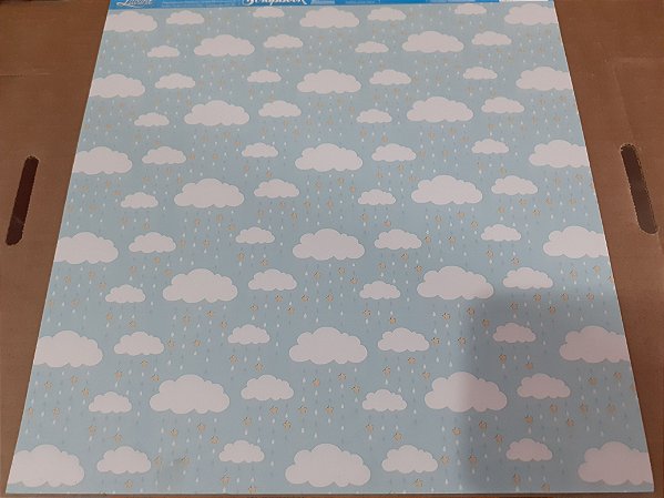 SBB-113 - SCRAPBOOK BÁSICO - CHUVA DE AMOR FUNDO AZUL