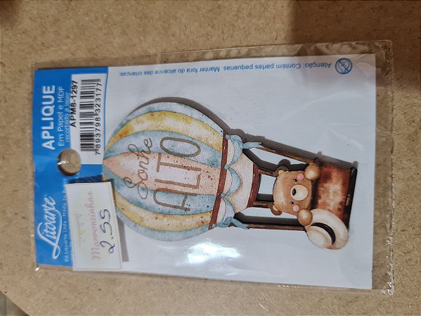 APM8-1287- APLIQUE EM MDF - BALÃO COM URSINHO