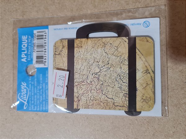 APM8-1094- APLIQUE EM MDF - MALA COM MAPA