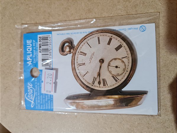APM8-958- APLIQUE EM MDF - RELOGIO DE BOLSO