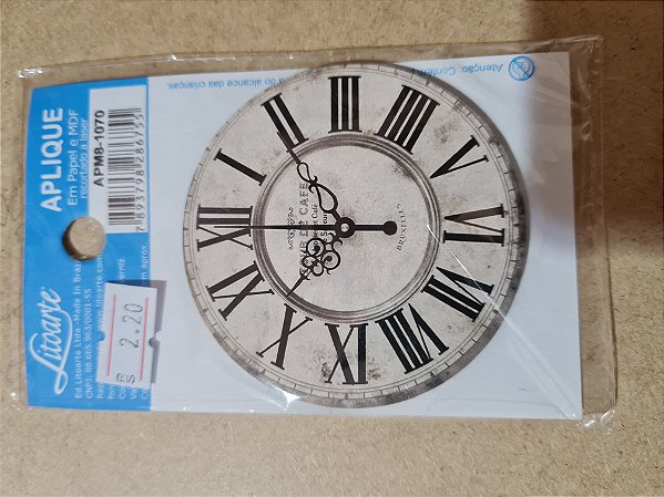 APM8-1080- APLIQUE EM MDF - RELOGIO
