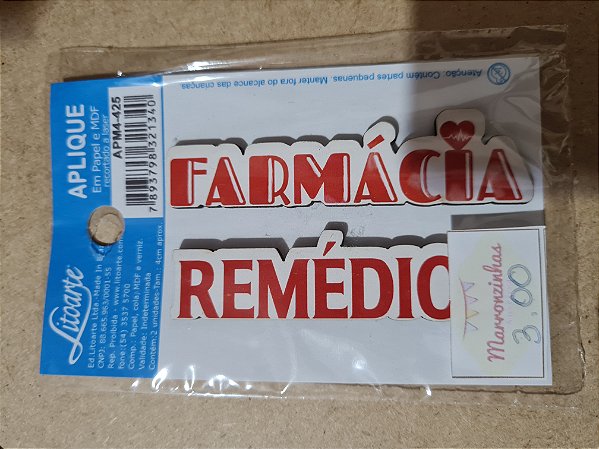 APM4-425- APLIQUE EM MDF - FARMACIA E REMEDIO