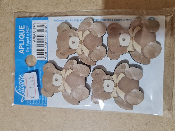 APM3-170- APLIQUE EM MDF - URSINHO MARROM