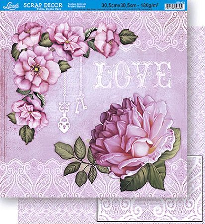 SD-0423 - SCRAP DUPLA FACE - FLORES LOVE