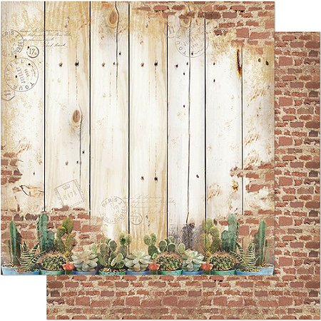 SD-0561 - PAPEL PARA SCRAPBOOK DUPLA FACE - CACTUS, MADEIRA, TIJOLO
