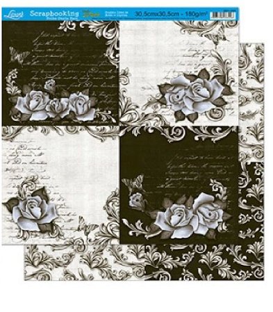 SD1-008 - SCRAP DUPLA FACE - Rosas e Escrita